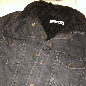 TopShop Black Moto Jacket with Black Sherpa Lining